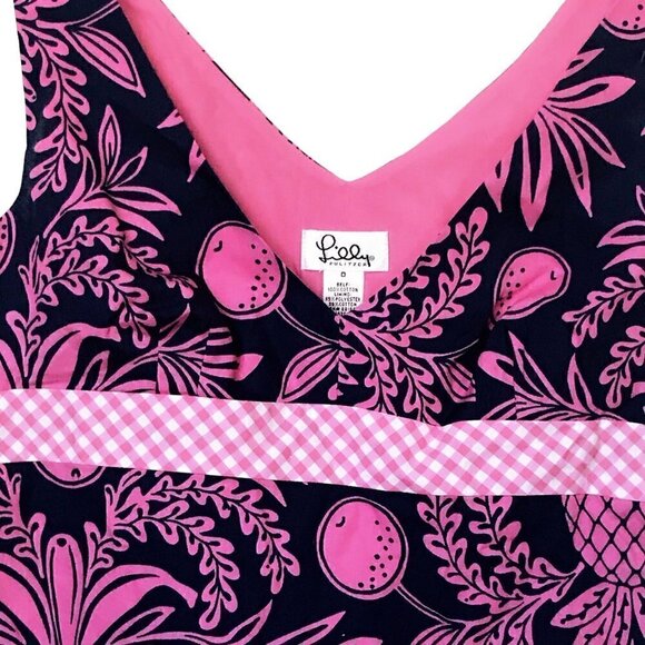 Lilly Pulitzer navy/ pink pineapple print top, 0 - Picture 9 of 11